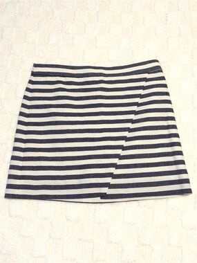 J.Crew Striped Mini Skirt Size 6 NWOT Navy White Lined Preppy